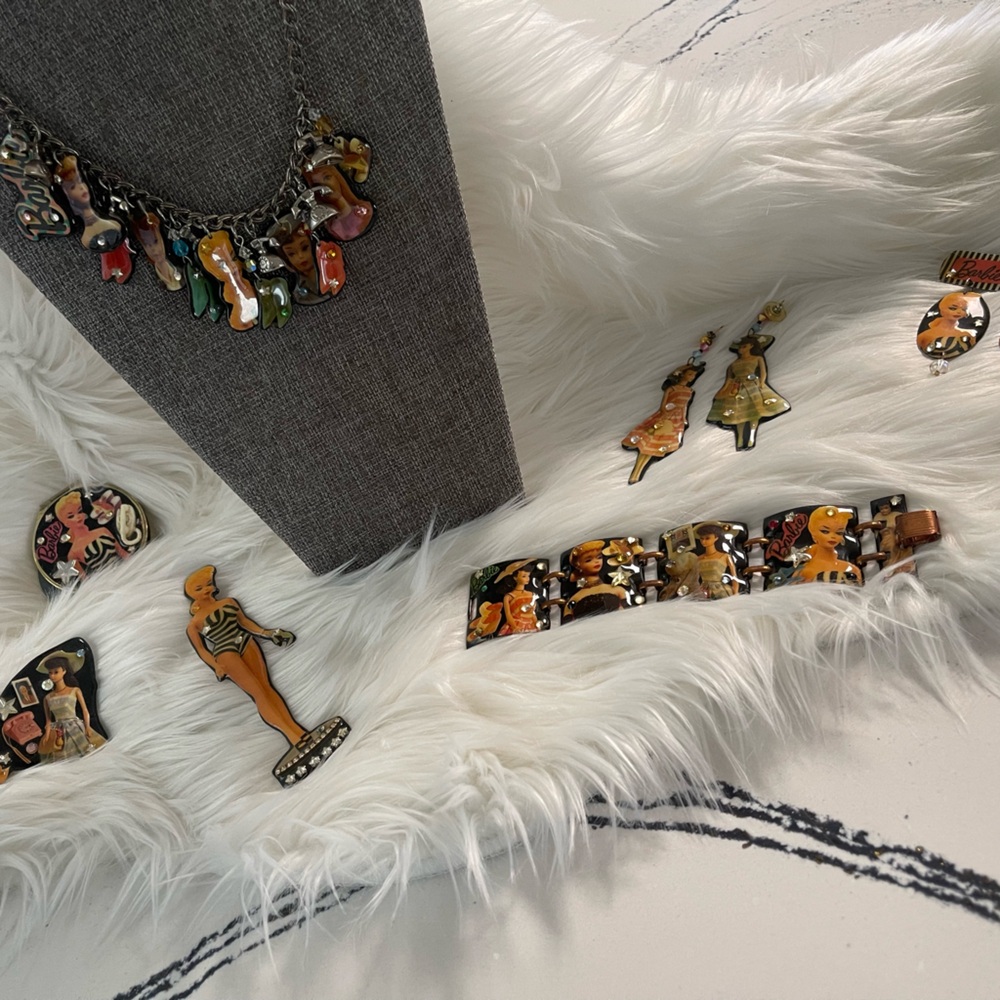 Colorful Enamel and copper backed Vintage Barbie Jewelry and Accessory Set!